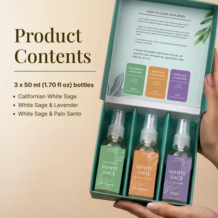 Aromafume White Sage Smudge Spray gåvoset med 3 sprayflaskor à 50 ml – produktbild 5