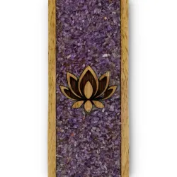 Rökelsehållare Lotus med Ametist – Mangoträ, 25 cm