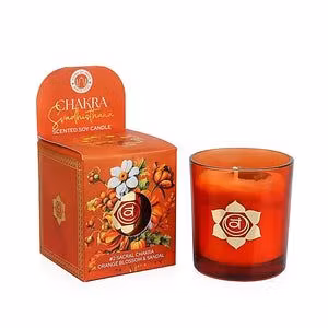 Song of India Svadhisthana Sacral Chakra sojavaxljus 130 g – Apelsinblomma och Sandelträ