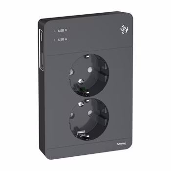 Schneider Exxact 2-vägs Vägguttag med USB