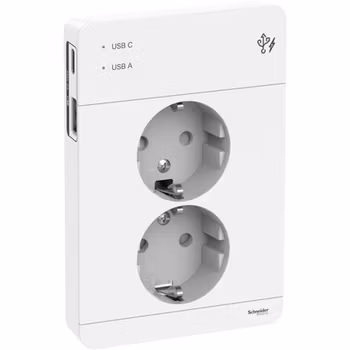 Schneider Exxact 2-vägs Vägguttag med USB