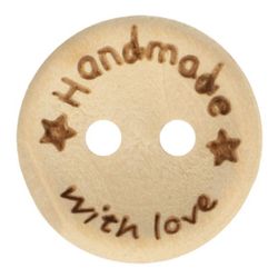Träknapp "Handmade with love" 15 och 20  mm