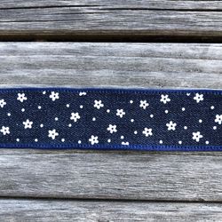 Dekorationsband Jeans små blommor 25 mm