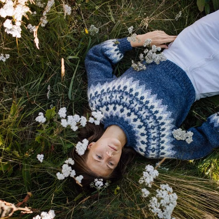 Kastali sweater KAL garnkit - dam cropped blå