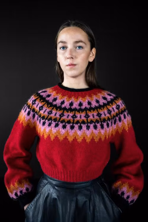 Kastali sweater KAL garnkit - dam cropped röd