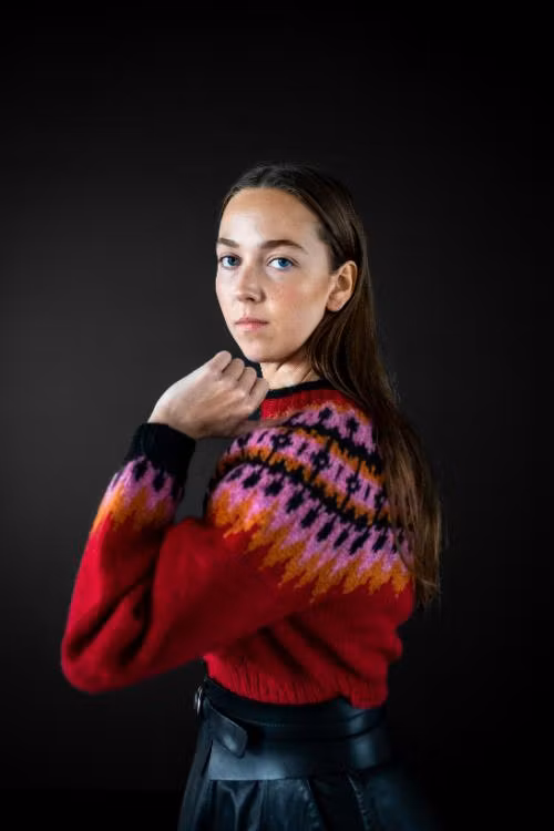 Kastali sweater KAL garnkit - dam cropped röd