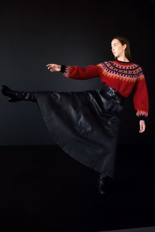Kastali sweater KAL garnkit - dam cropped röd