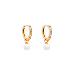 PETITE KENNEDY HOOPS EARRINGS – IVORY PEARL (GOLD)