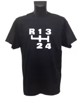 Svart T-shirt, herr Medium, växelspaksymbol Volvo 140