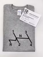 Grå T-shirt, herr. Växelspaksymbol VW