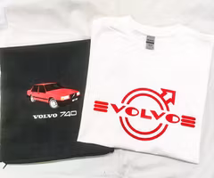 Kuddfodral mörkgrå Volvo 740 + Vit T-shirt, herr large
