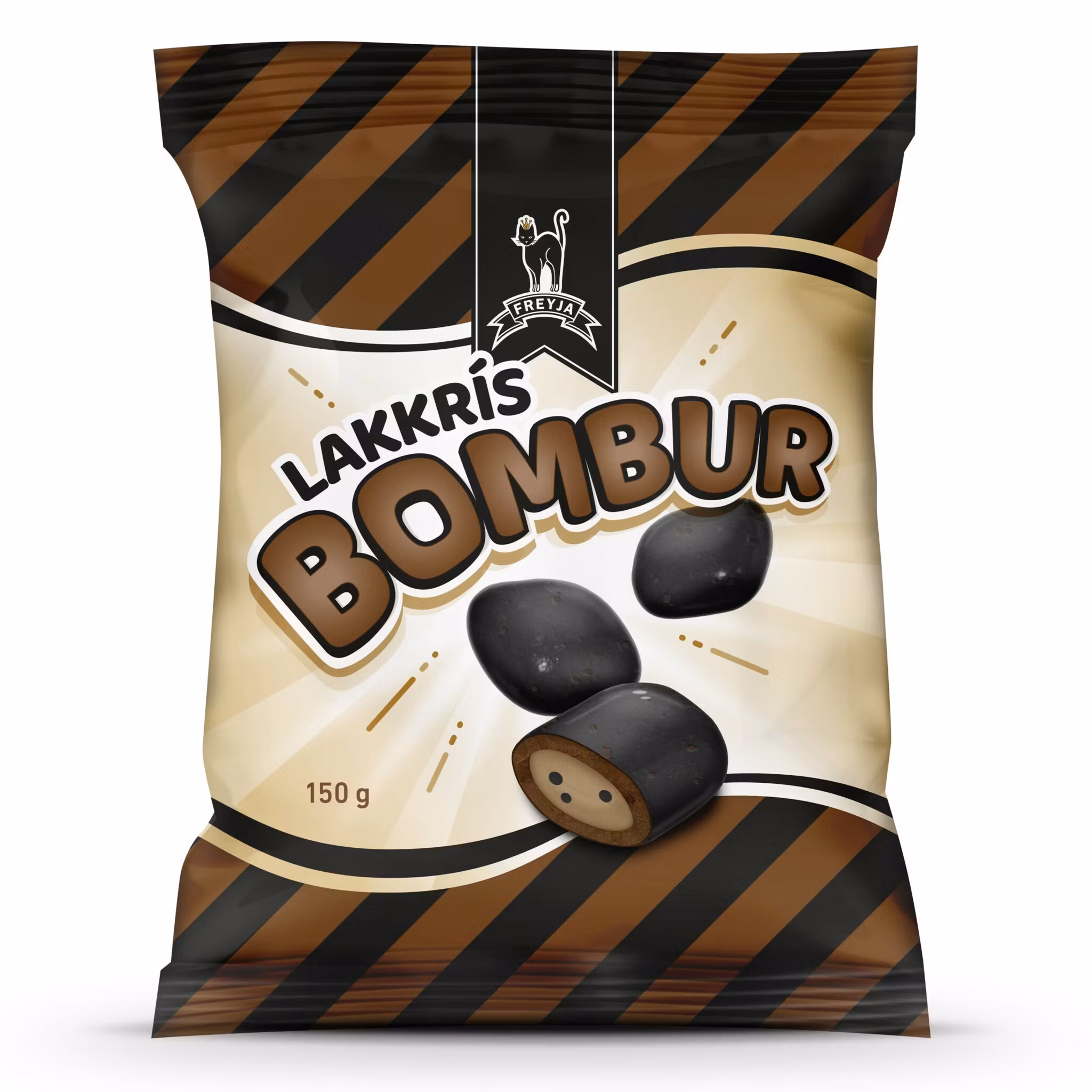 En påse med mjuk lakritskola omgiven av mjölkchoklad.