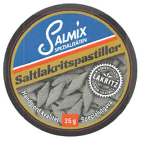 Salmix Saltlakritspastiller plåtask