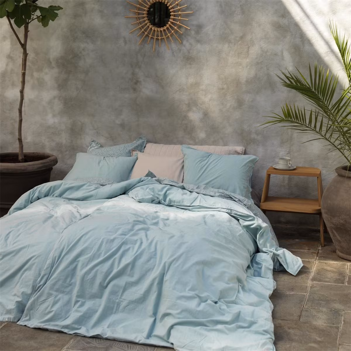 Påslakanset Vintage GOTS Ekologisk Cloud Blue 150X210 + 50X60 cm