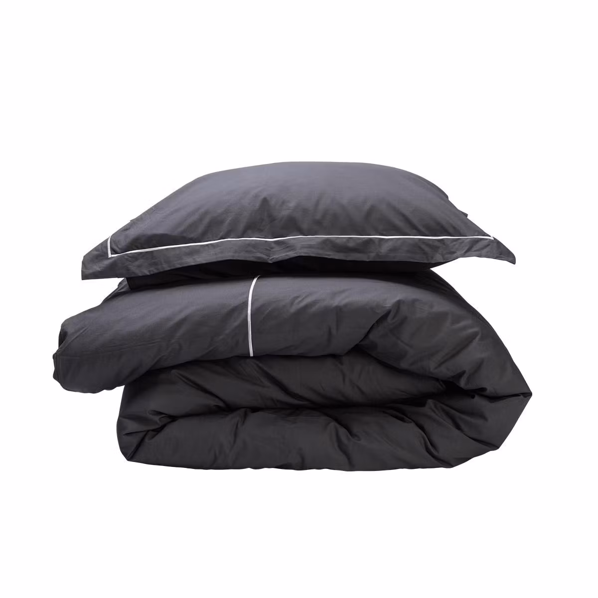 Påslakanset Ekologisk Percale Siri Anthracite/White 150x210+50x60cm