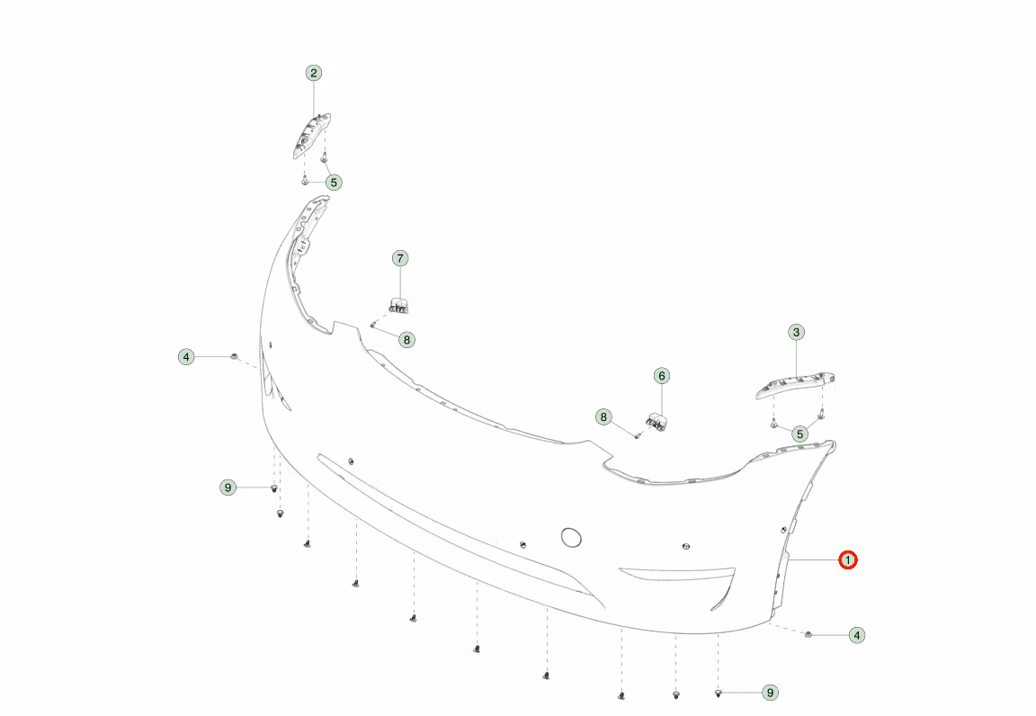Stötfångare fram Tesla Model Y 2023-2024