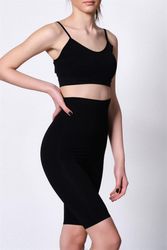 Shapewear-Hög midja dubbelbens korsett-Svart