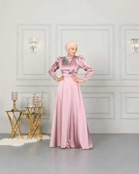 Långärmade klänningar Rosa