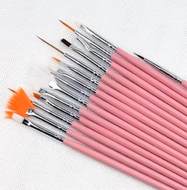 15 pack Penslar för Gel/Nagellack Rosa