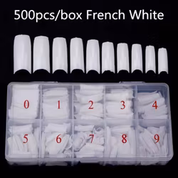 500pcs Franska Nageltippar Vita