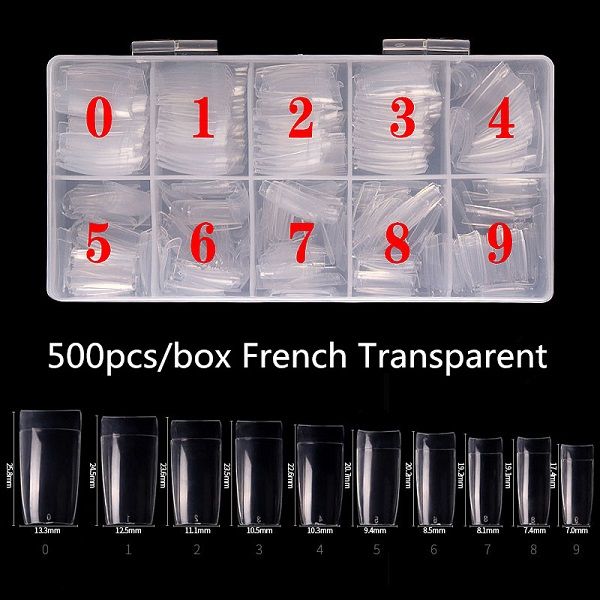 500pcs Franska Nageltippar Clear/Transparenta