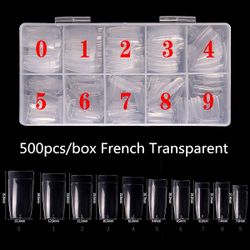 500pcs Franska Nageltippar Clear/Transparenta