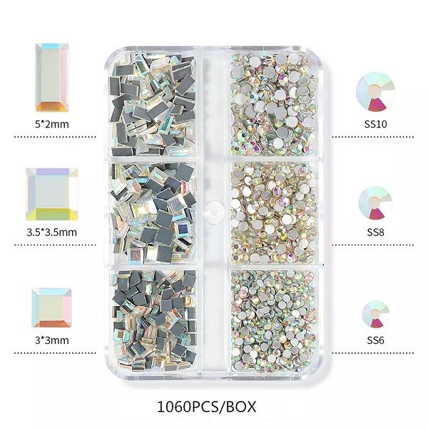 Rhinestones - 6 olika storlekar - 1000st