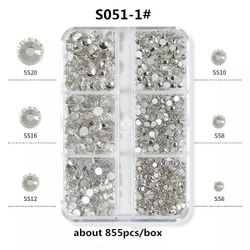 Rhinestones - 6 olika storlekar Runda Stenar - 1000st
