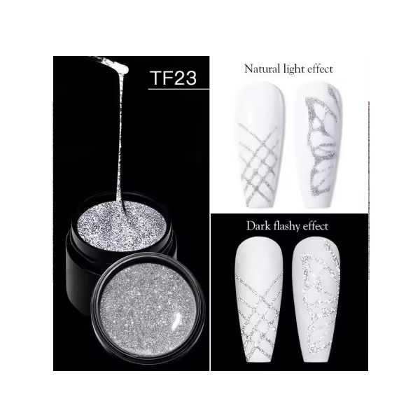 Spider Gel - Elastisk Gel - Silver Glitter - 5 ml