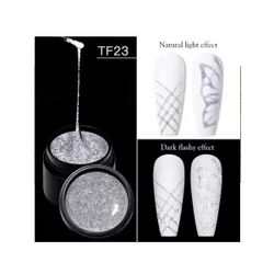Spider Gel - Elastisk Gel - Silver Glitter - 5 ml