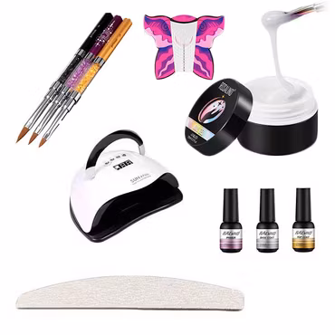 Builder Gel Kit med Mallar + Lampa