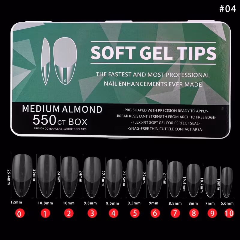 550pcs - Soft Gel Tips - Medium Almond