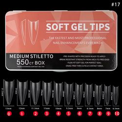 550pcs - Soft Gel Tips - Medium Stiletto