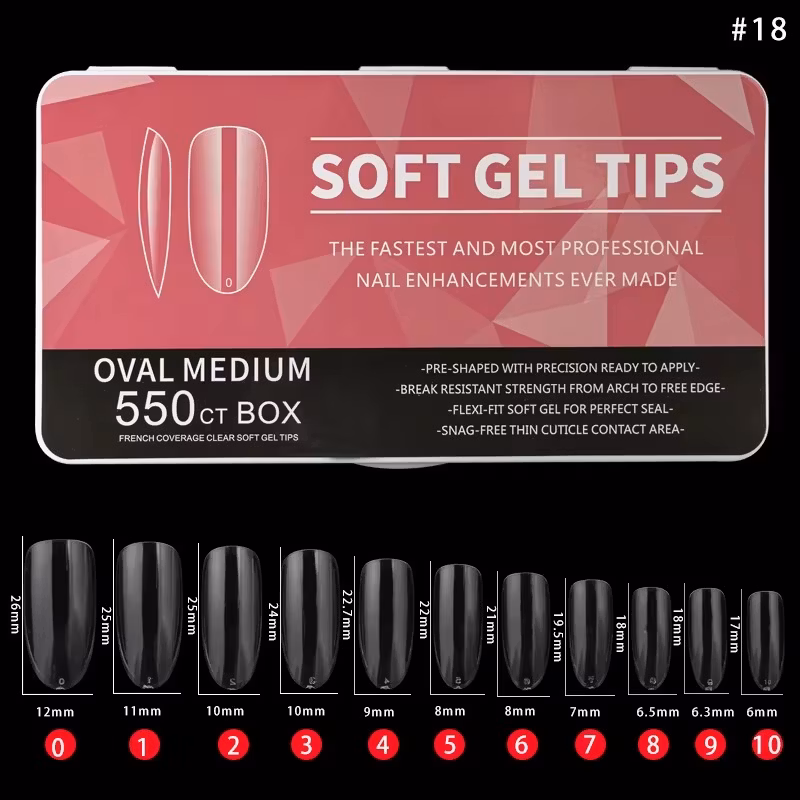 550pcs - Soft Gel Tips - Oval Medium