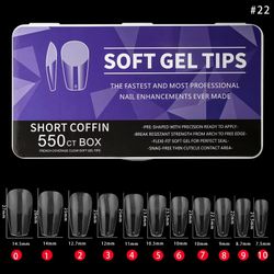 550pcs - Soft Gel Tips - Short Coffin