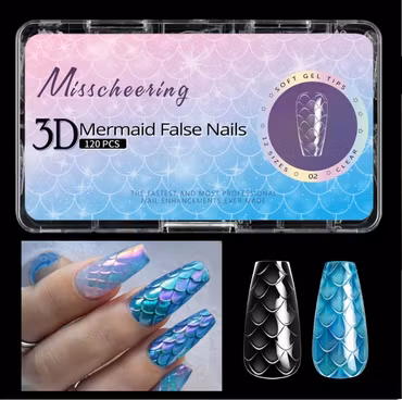 120pcs - Mermaid False Nails Nr 02-  Soft Gel Tips