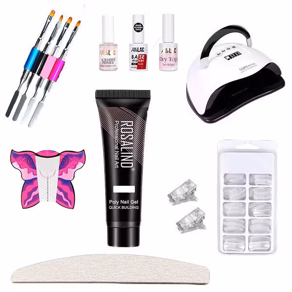 Polygel Startkit Stort - med UV Lampa 180W + Gelkit