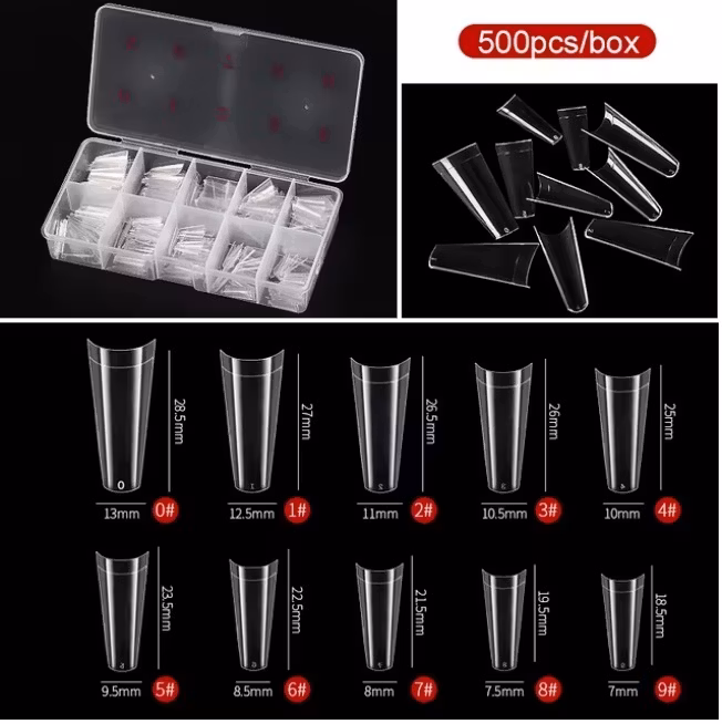 500pcs Nageltippar Clear/Transparenta Ballerina
