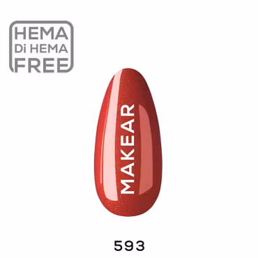 Makear Gellack - Nr 593 Orange med glitter - 8ml Hema Free