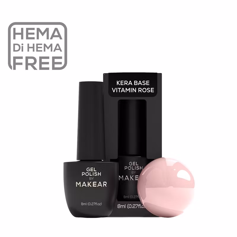 Makear Gellack - Kera Base Vitamin - Rose 8ml Hema Free