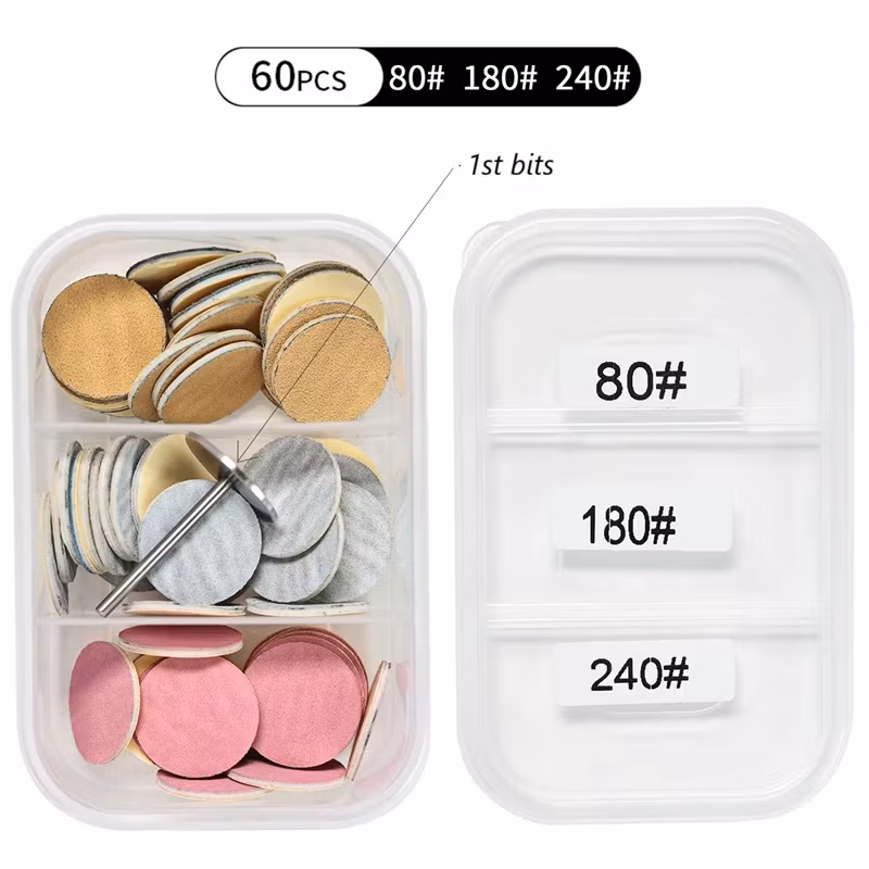 Sandpapper Platt Drillbits 60pcs - 3 grovlek på sandpapper