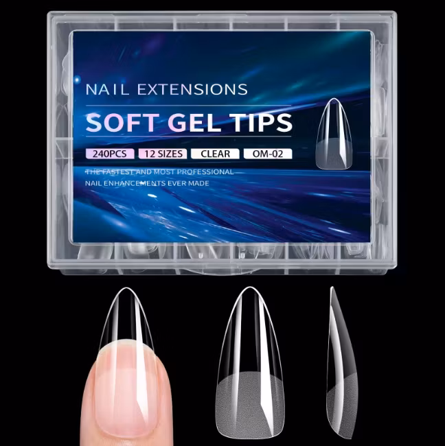240pcs - Soft Gel Tips - Semi frostade