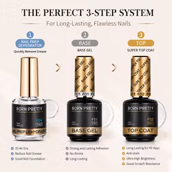 Startset Gellack - Dehydrator + Base + Top Coat - 15ml x3