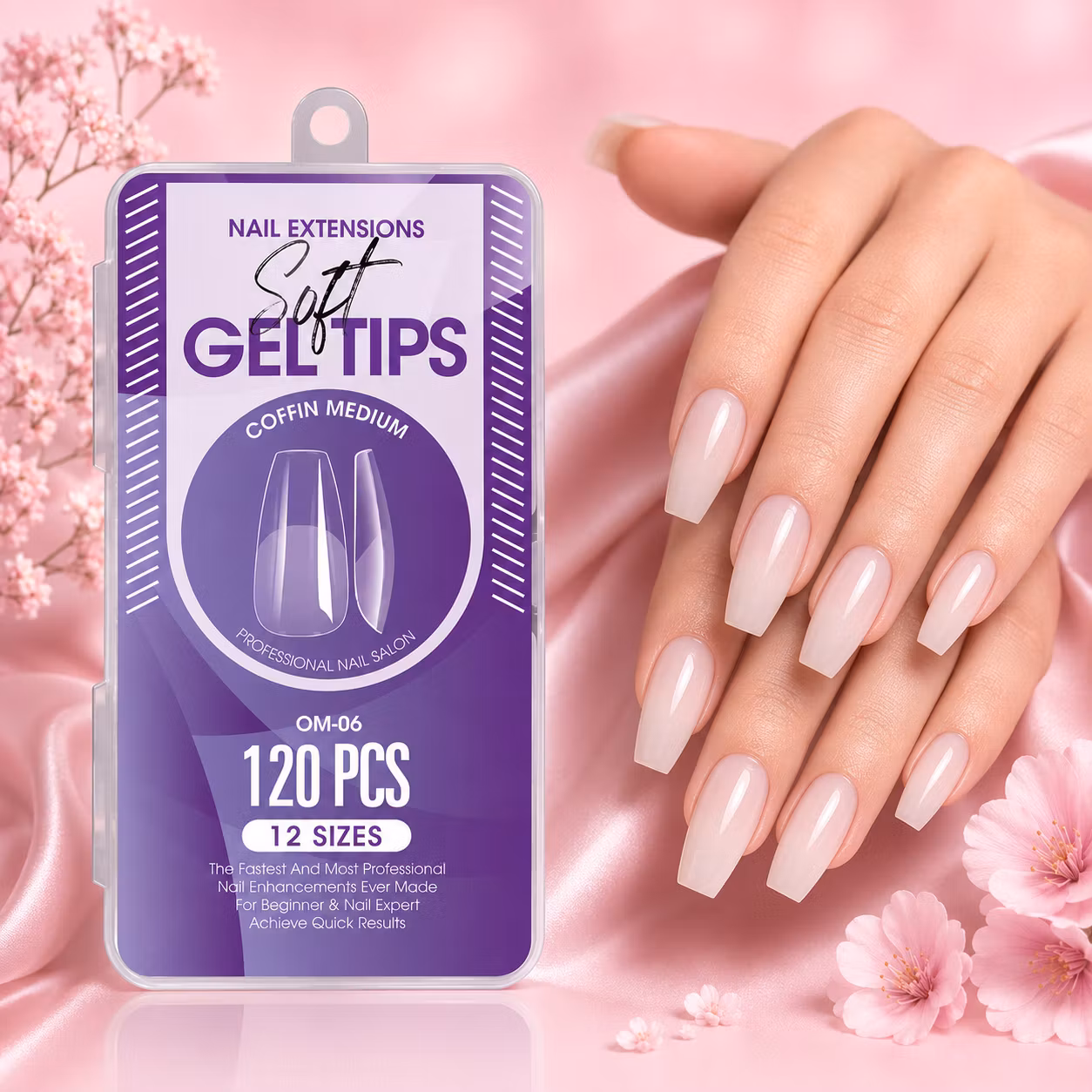 120pcs - Soft Gel Tips - Coffin Medium