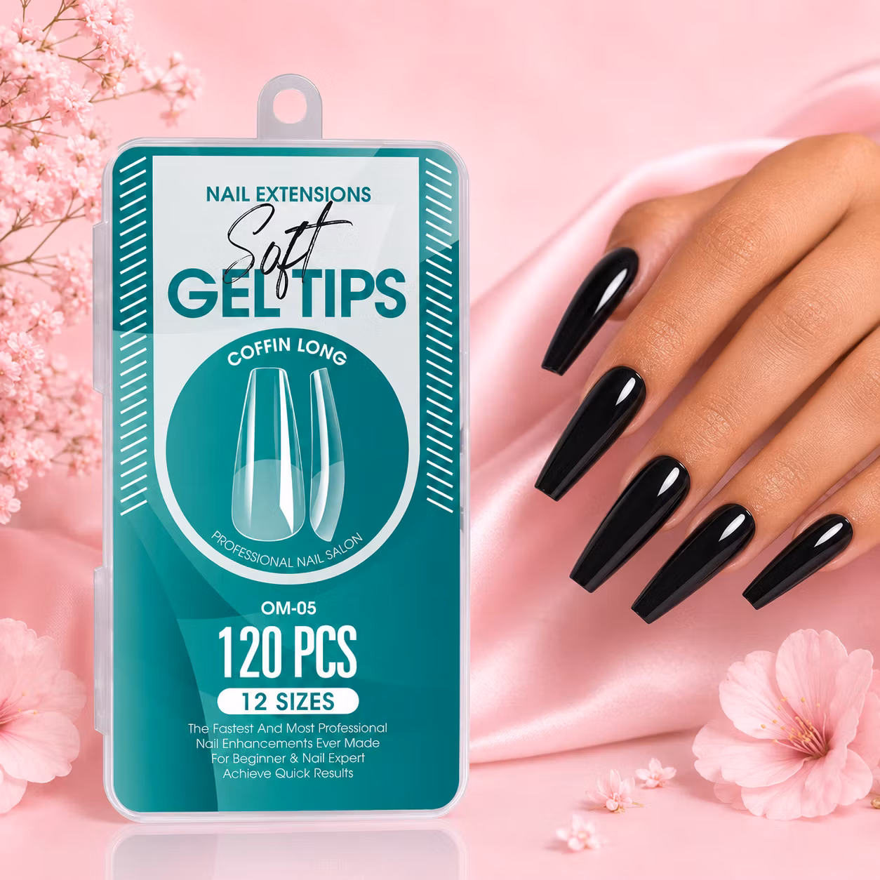 120pcs - Soft Gel Tips - Coffin Long