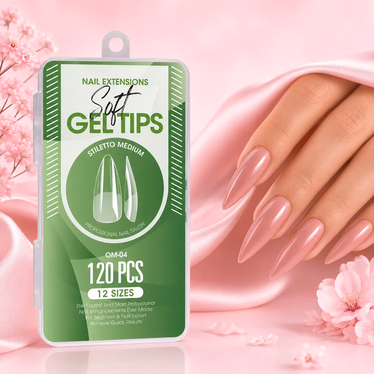 120pcs - Soft Gel Tips - Stiletto Medium