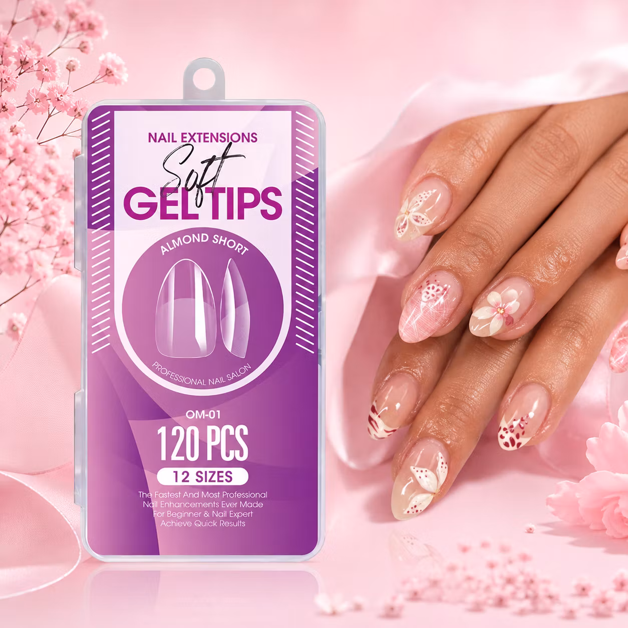 120pcs - Soft Gel Tips - Almond Short