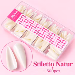 500pcs Stiletto Natur Medium - 12 storlekar