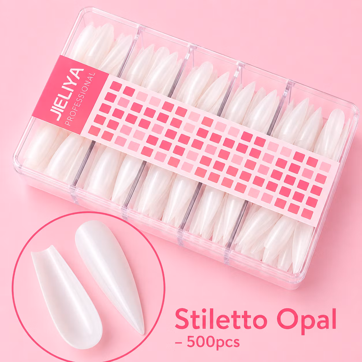 500pcs Stiletto Opal Medium - 12 storlekar