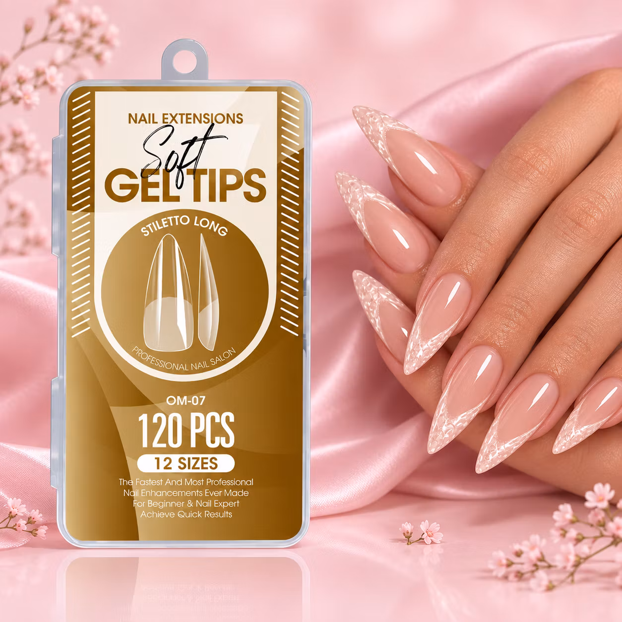 120pcs - Soft Gel Tips - Stiletto Long